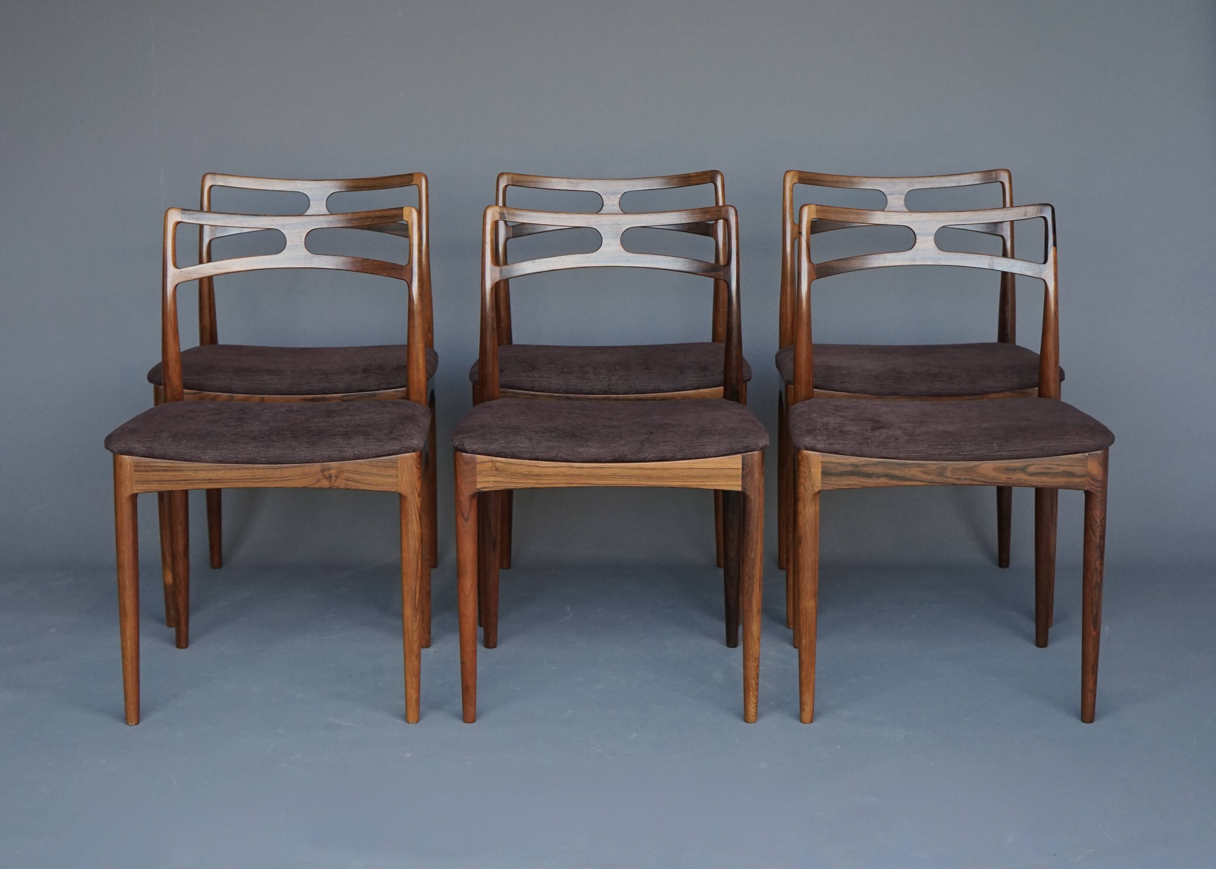 Dining chairs model 94 by Johannes Andersen for Christian Linneberg, Denmark. Set of 6.
