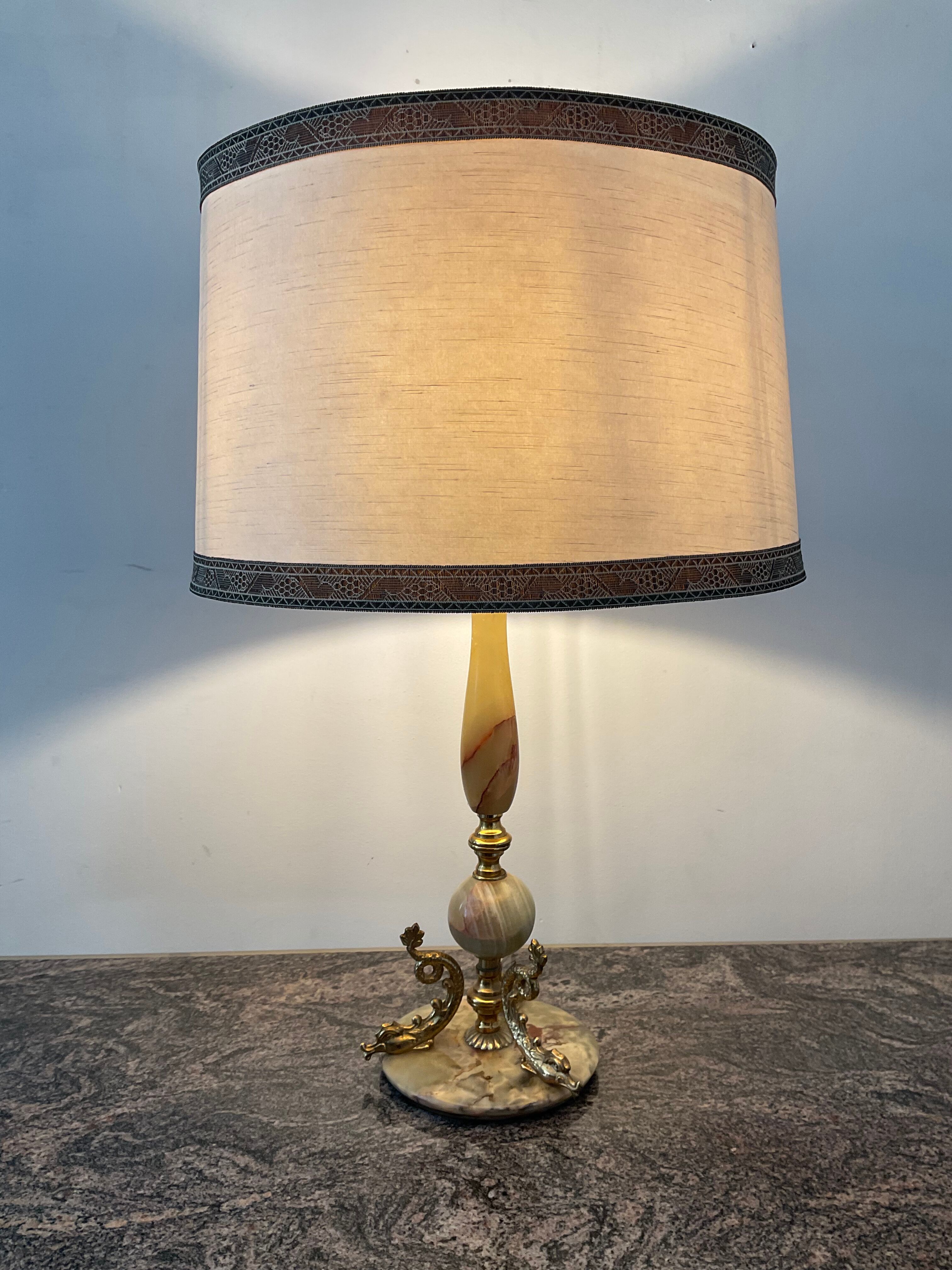 Lamp 70s in onyx and brass