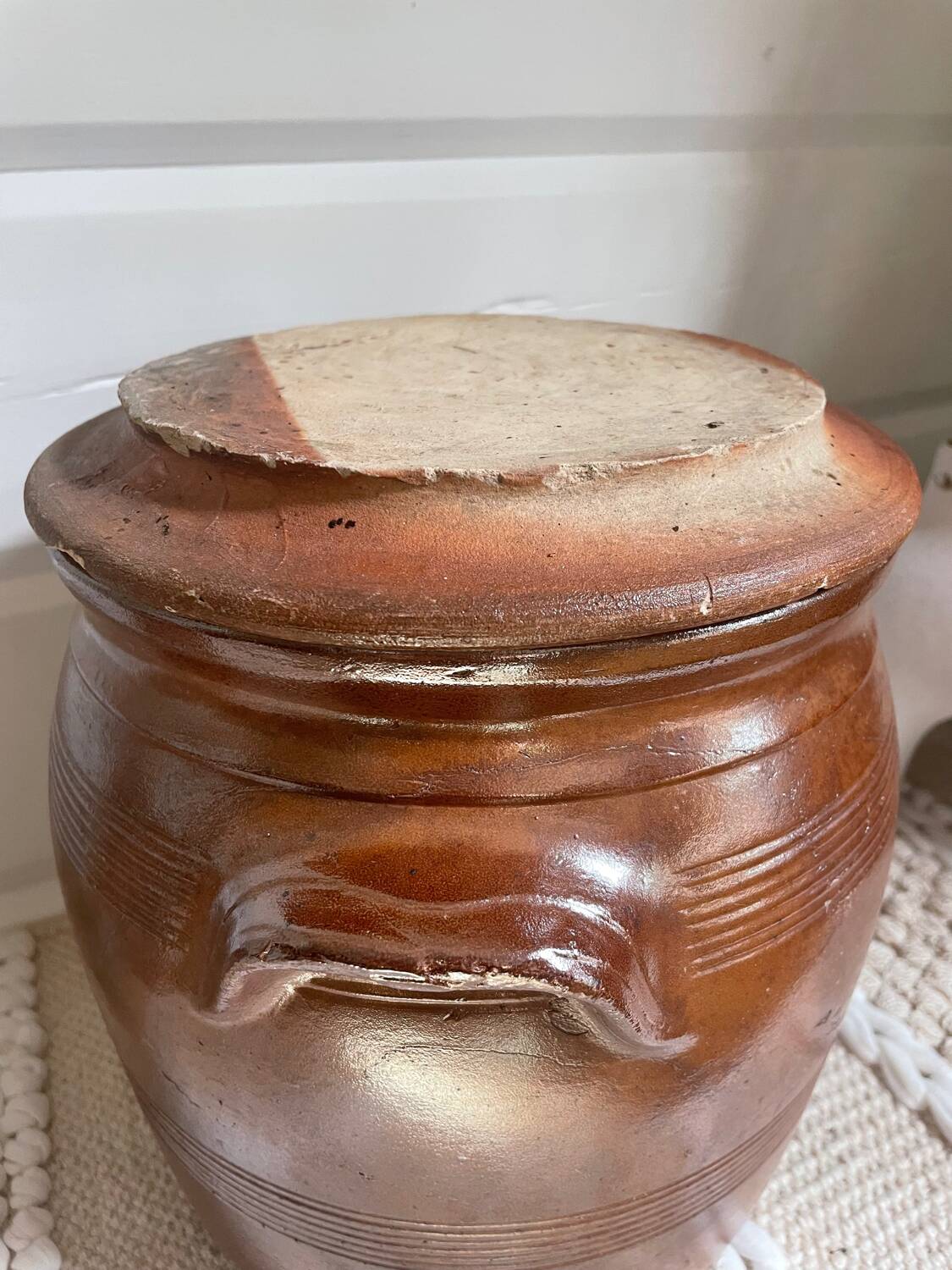 Old stoneware salt cellar