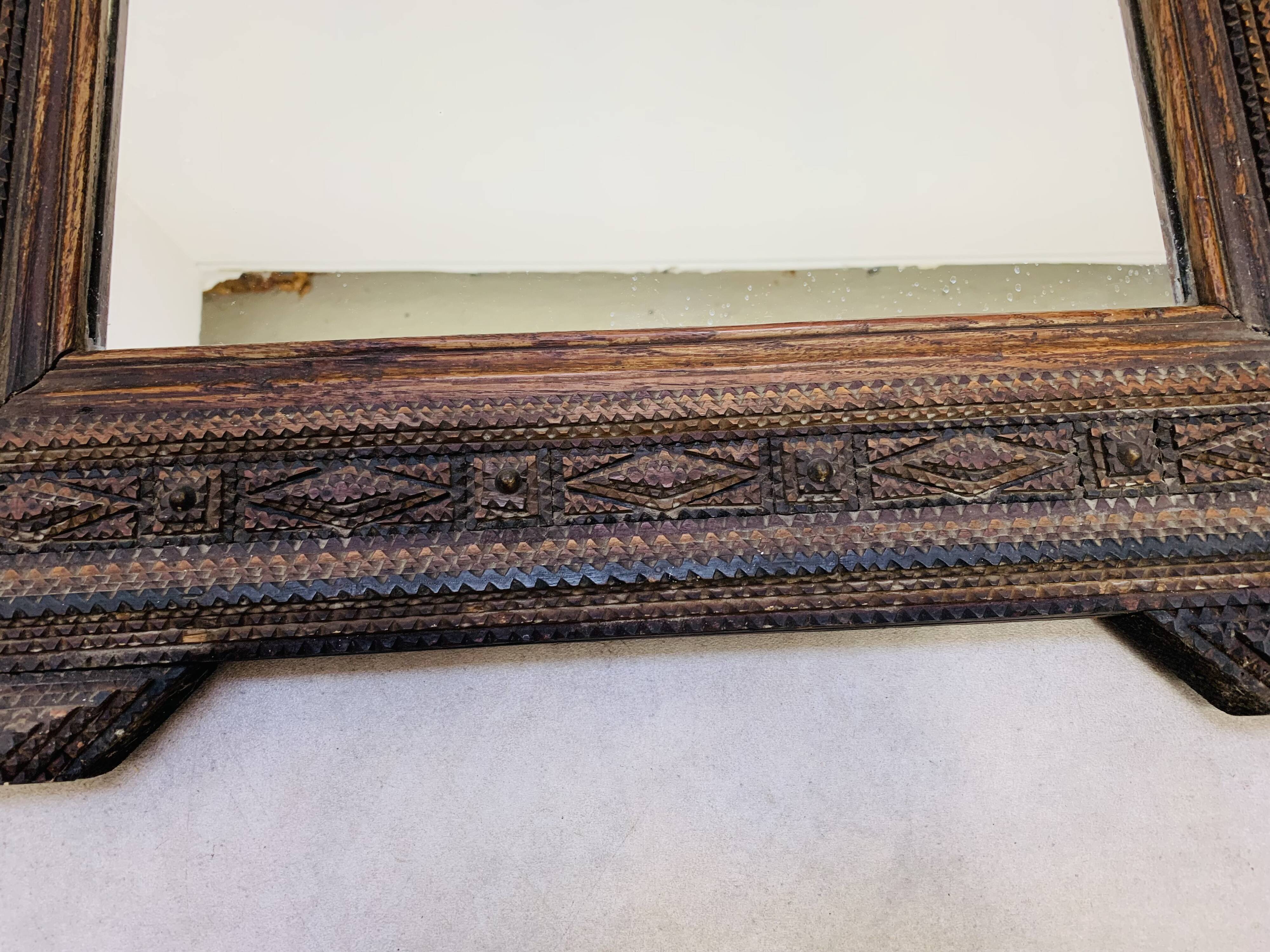 Mirror "tramp art" folk art 103 x 76 cm.