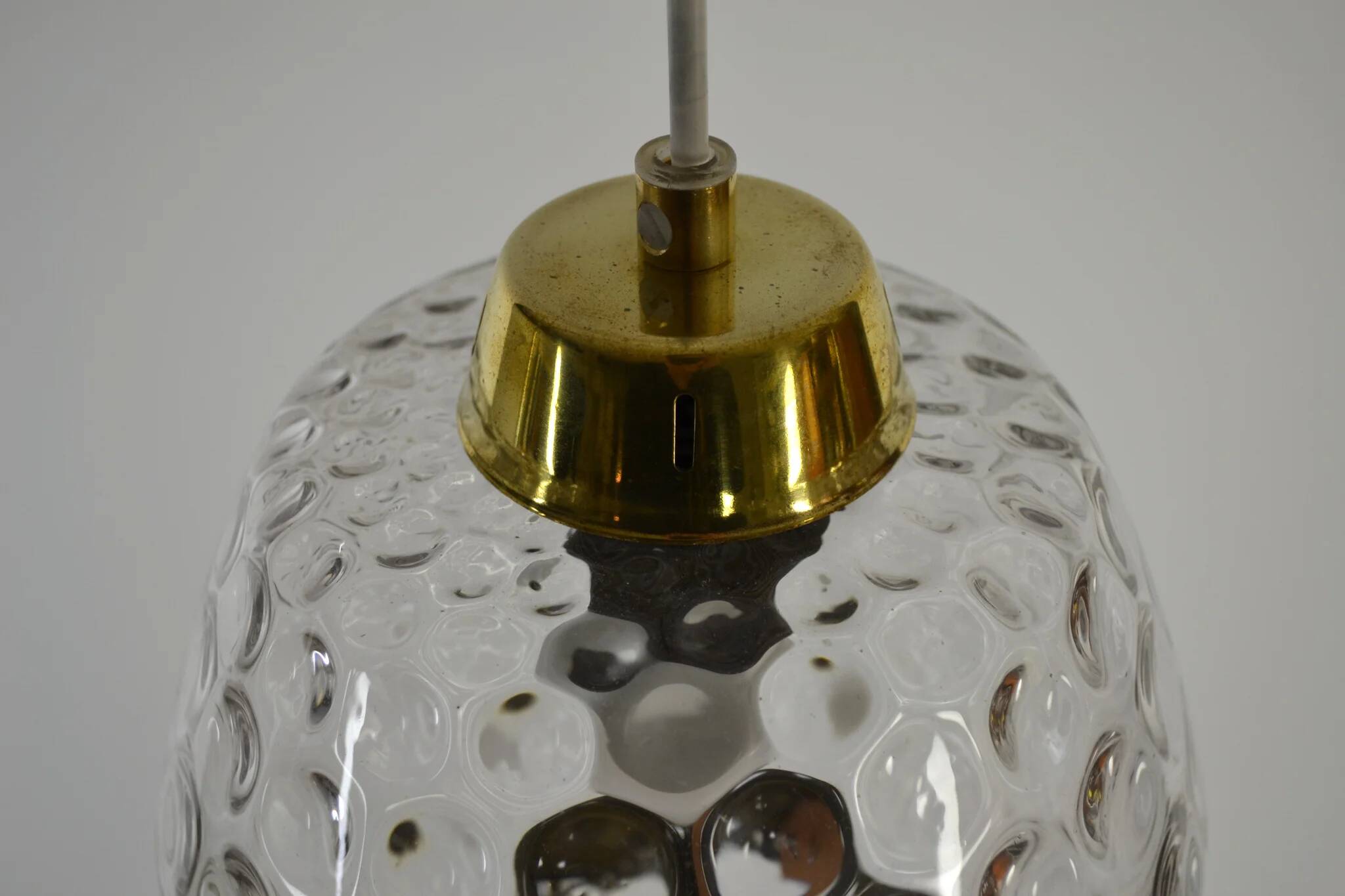 Glass and Brass Pendant Lamp, 1960s, Sweden
