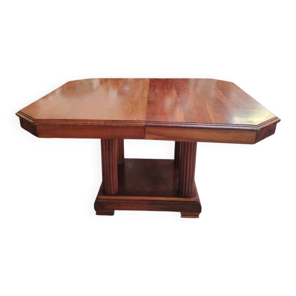 Grande table de repas Art Déco en bois massif - 1930
