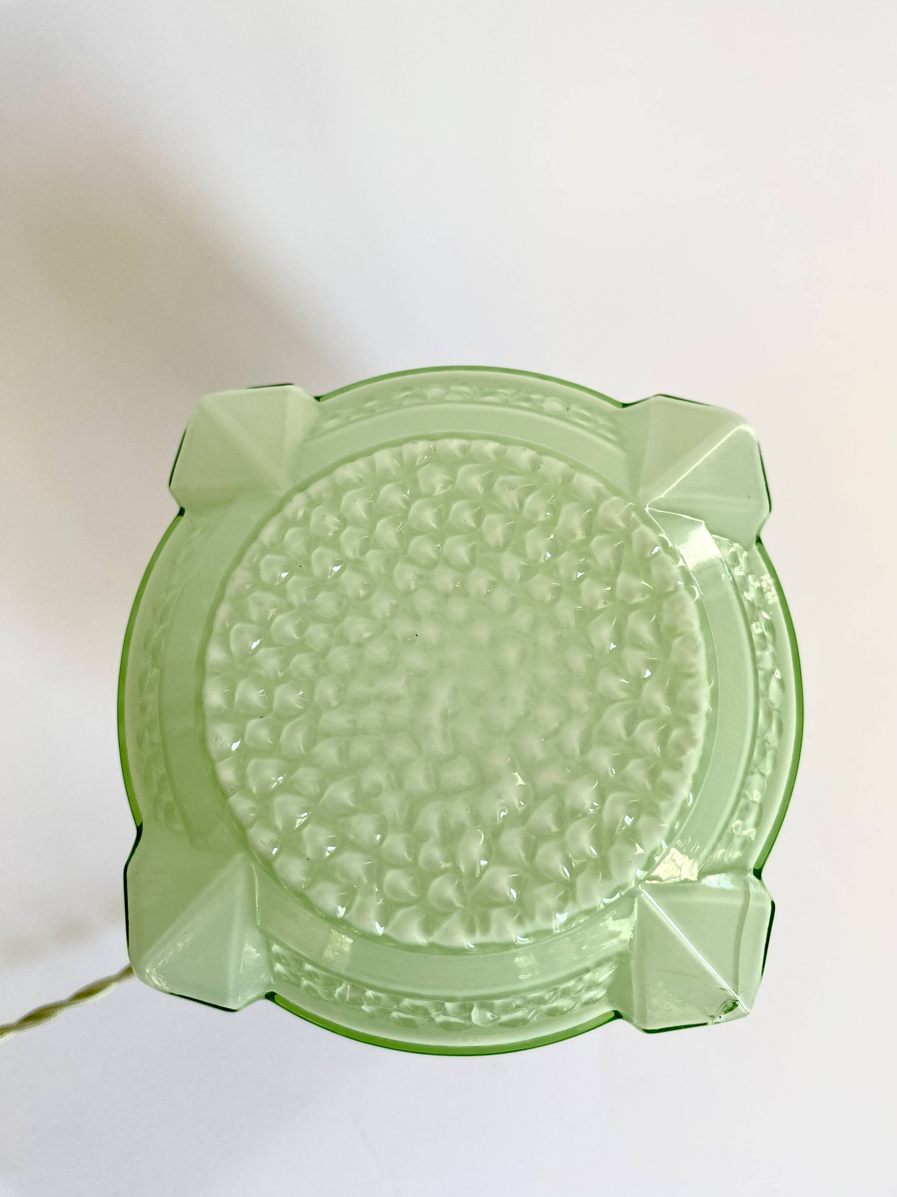 Painted glass lamp, fabric cable