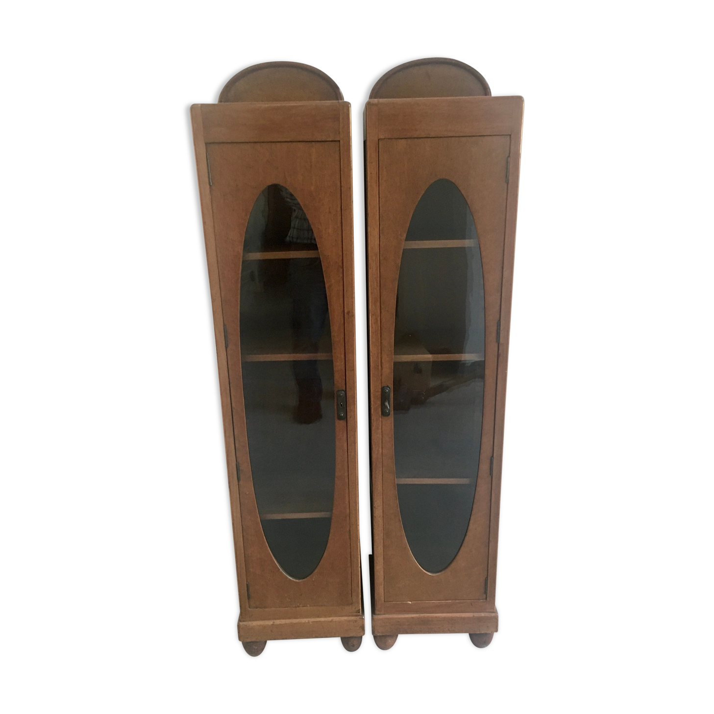 Authentic art deco showcase duo 1930s