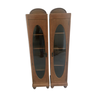 Authentic art deco showcase duo 1930s