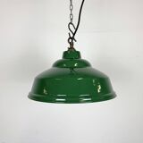 Industrial British Green Enamel Factory Pendant Lamp, 1960s