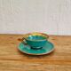 Vintage coffee cup duo Magda turquoise and gold Made in France