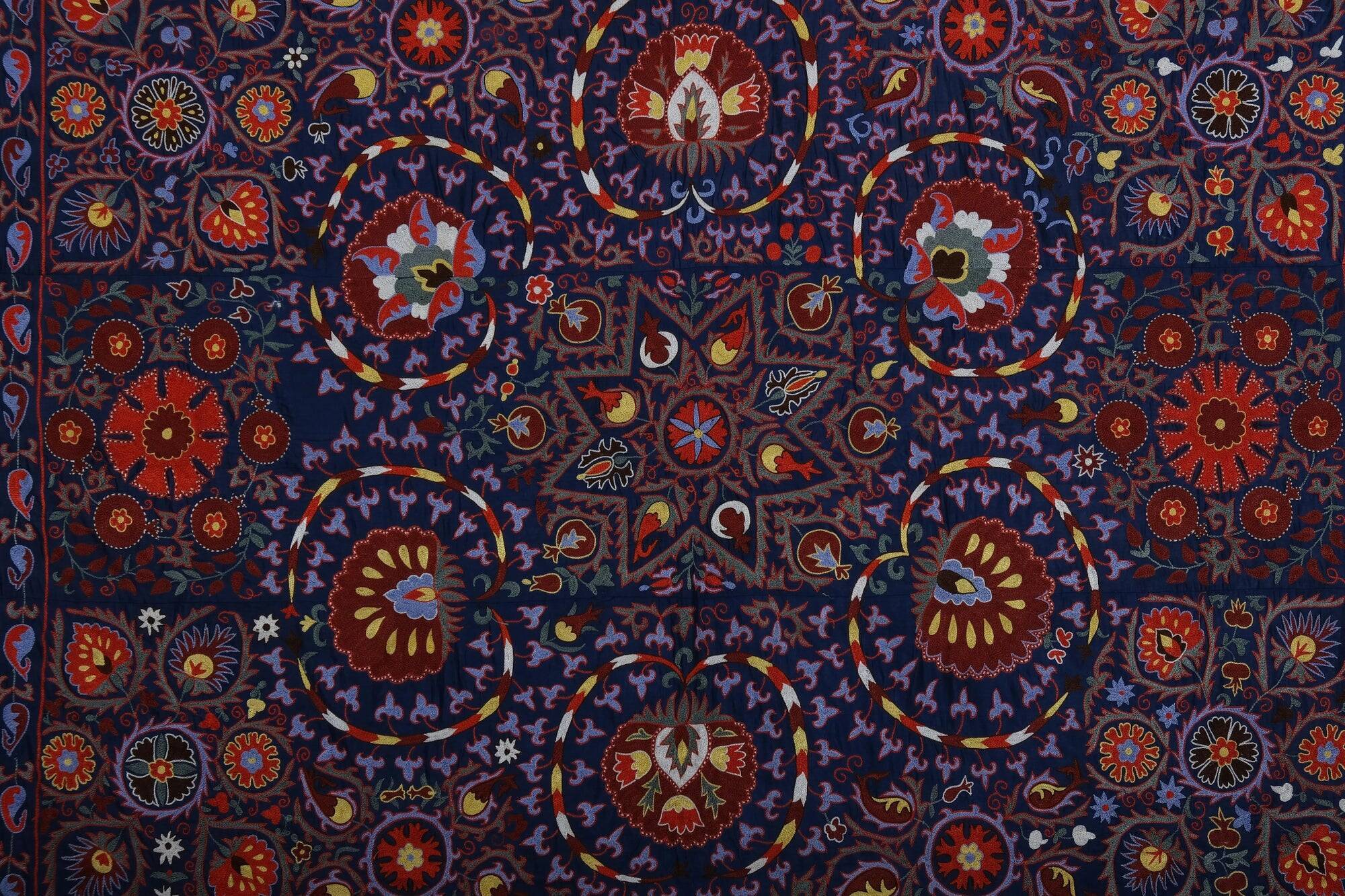 Vintage hand-embroidered tribal tapestry 245x303 cm