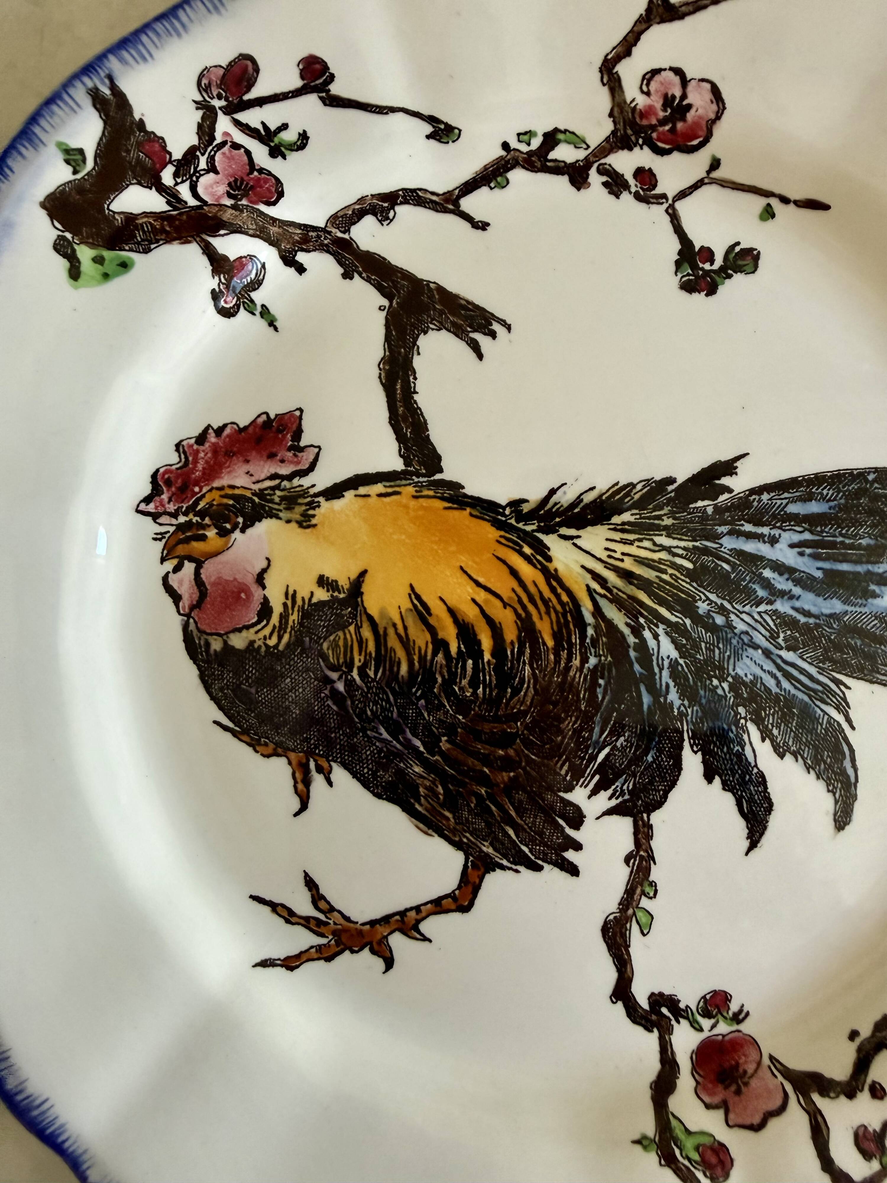 Service de table assiettes et plats Gien modèle grands oiseaux