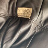 Pair of armchairs and ottoman leather Marsala by Michel Ducaroy for Ligne Roset 1970