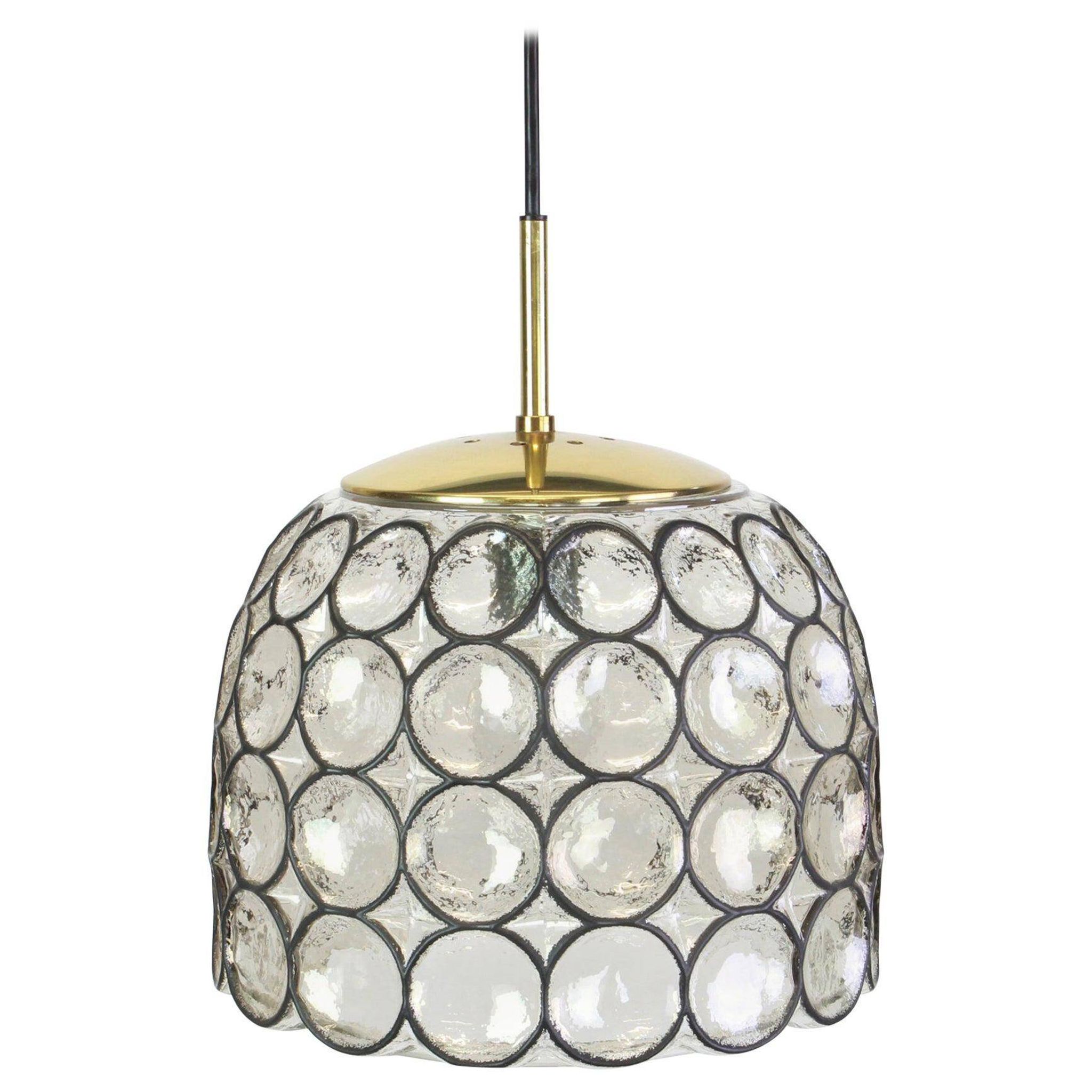 Iron and clear glass pendant from Limburg, Germany, 1960s.