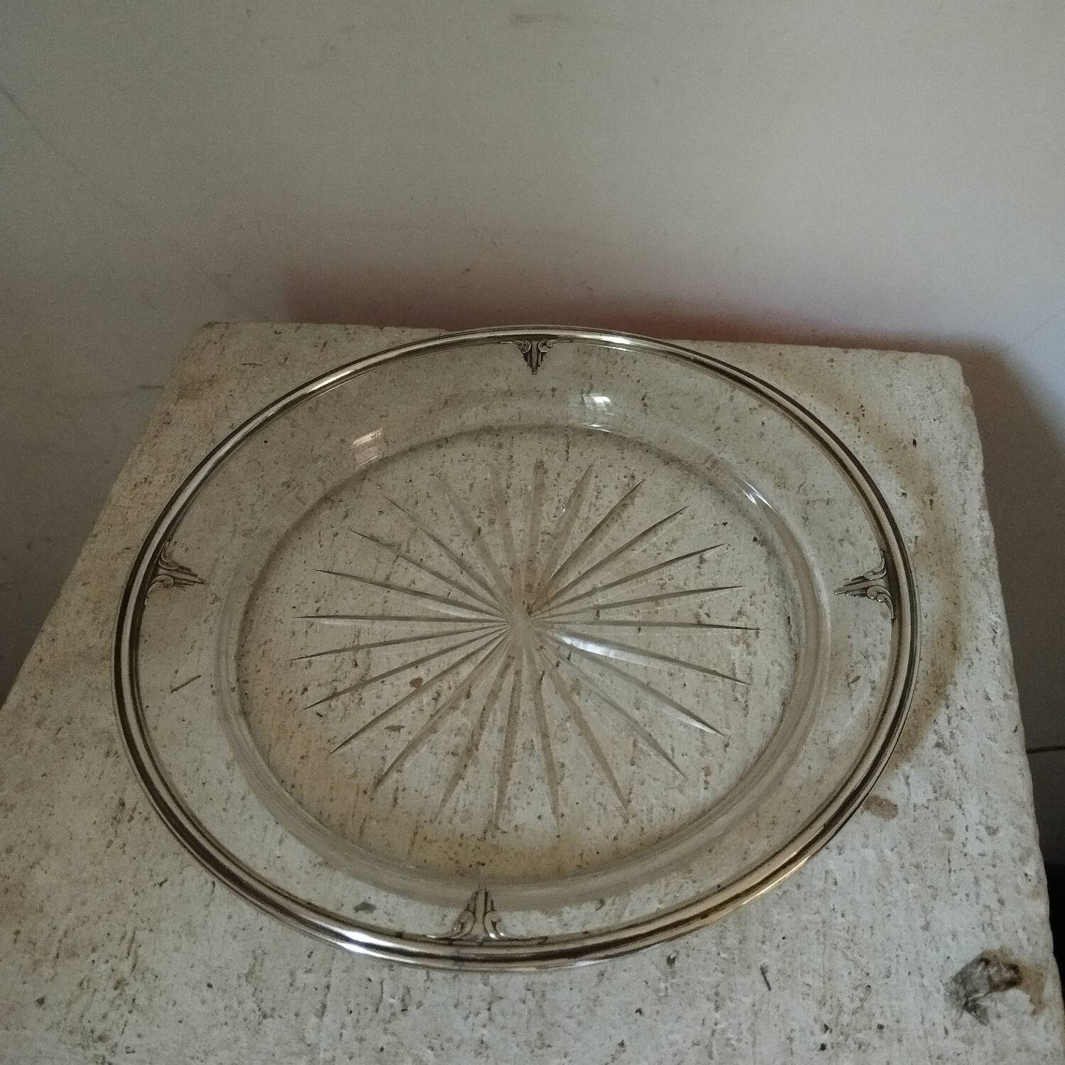 Solid silver crystal tray