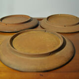 Set of 3 dishes 19th century terracotta painting 1895 boat lily lily swan