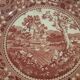 Old earthenware dessert plate, red country-style decoration by Villeroy and Boch.