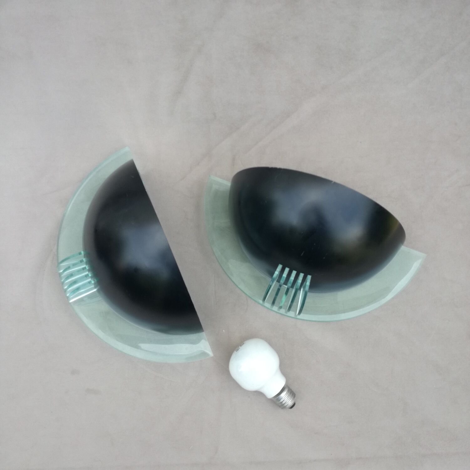Postmodern wall lamps in half moon, 1990, set of 2