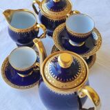 Service à café Bleu de four et or - porcelaine de Limoges