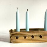 Bougeoir chandelier etoiles vintage laiton