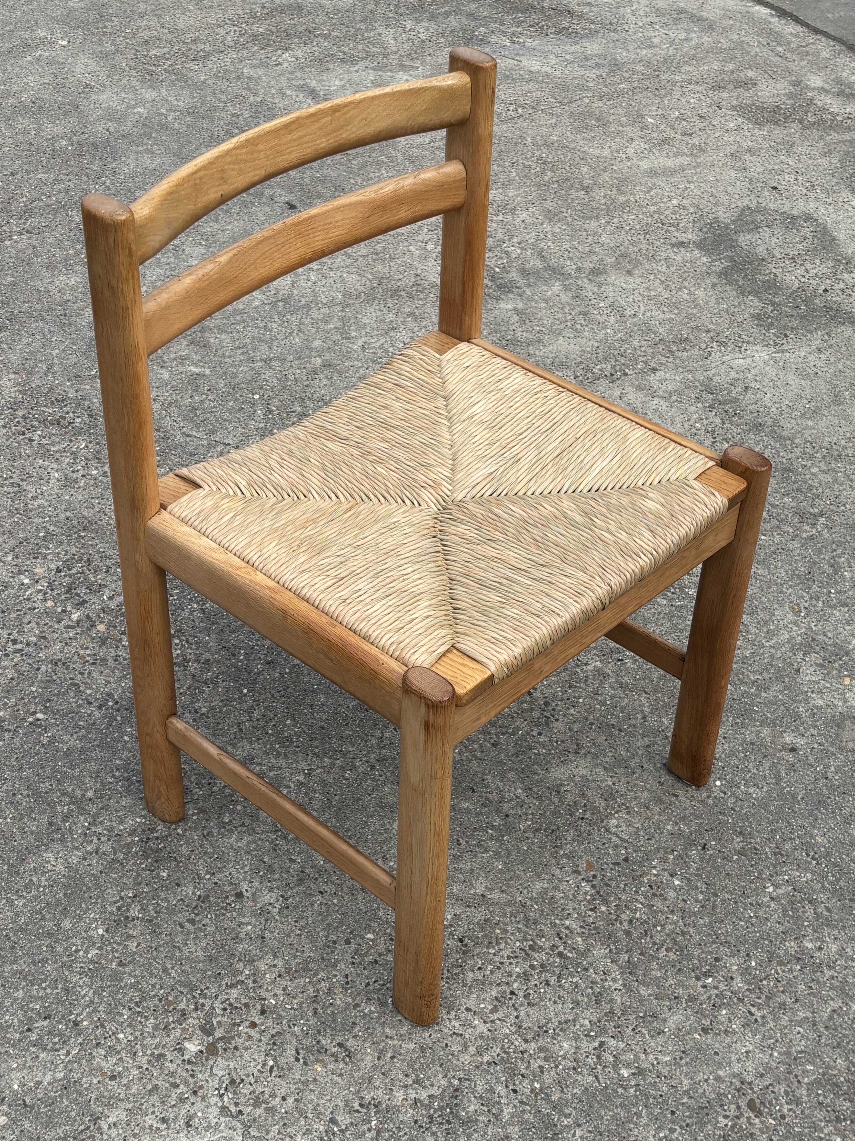 Vintage dining chairs set of 6 oak and rattan design minimalist design