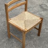 Vintage dining chairs set of 6 oak and rattan design minimalist design