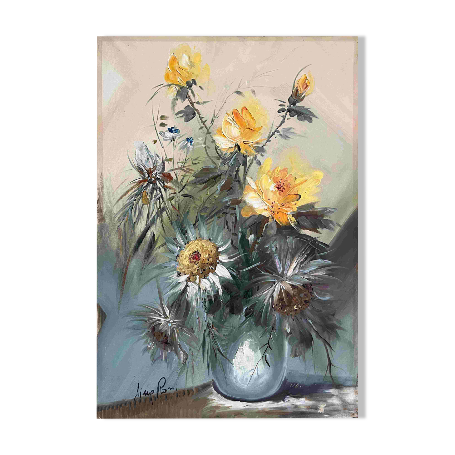 HST painting "Bouquet of wild flowers" signed 20th century