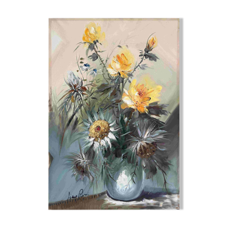 HST painting "Bouquet of wild flowers" signed 20th century