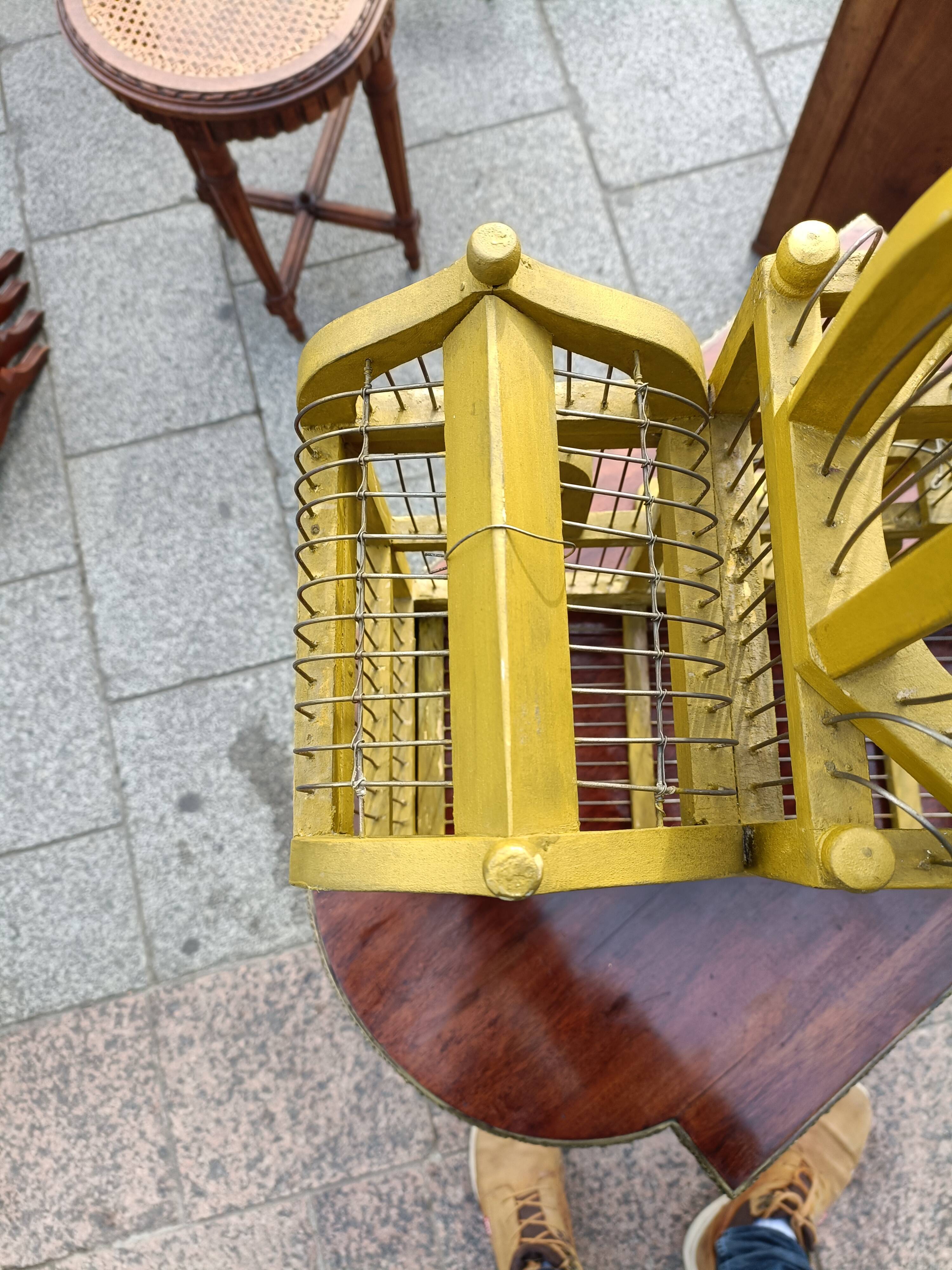 Vintage antique wood and metal bird cage