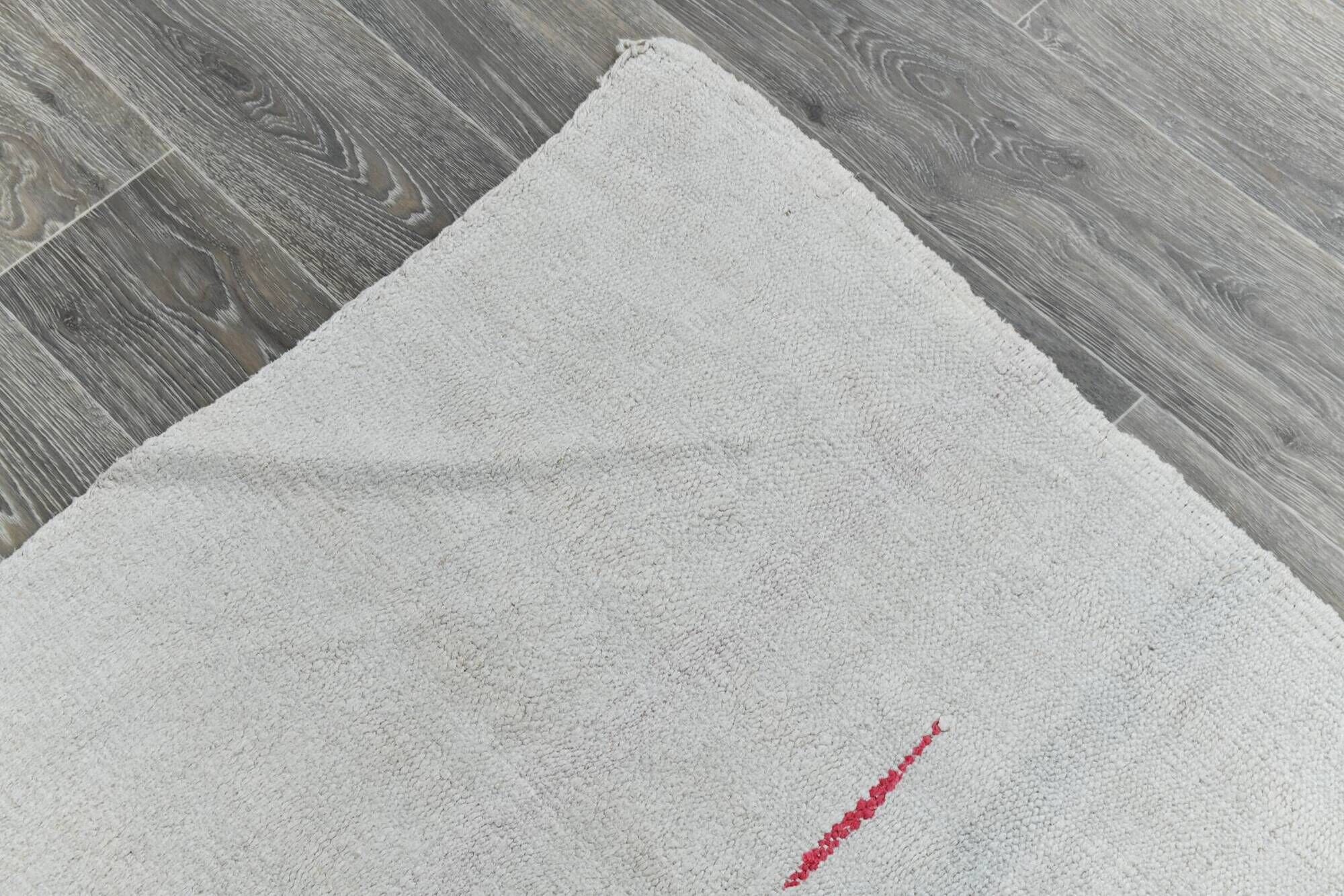 6x12 Off-White Long Wide Hand Woven Turkish Minimal Vintage Rug, 176x358 Cm