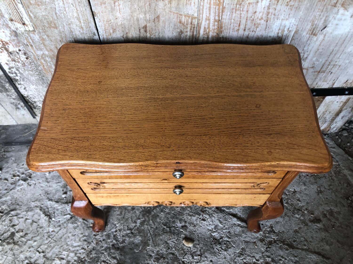 Old worker louis xv style commode vintage wood drawers #a634