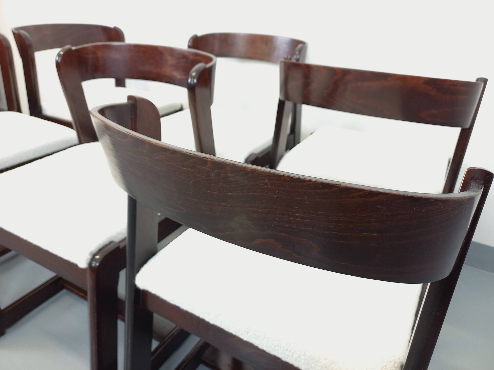 Set of 6 vintage Italian sleigh chairs by Mario Sabot