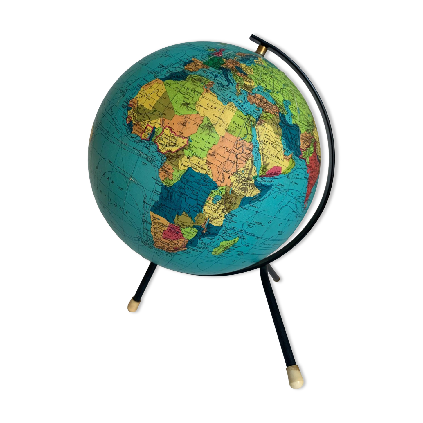Globe terrestre vintage 1969 Taride tripode mappemonde - 27 cm