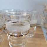 Set of 11 granite glass cups and golden edging