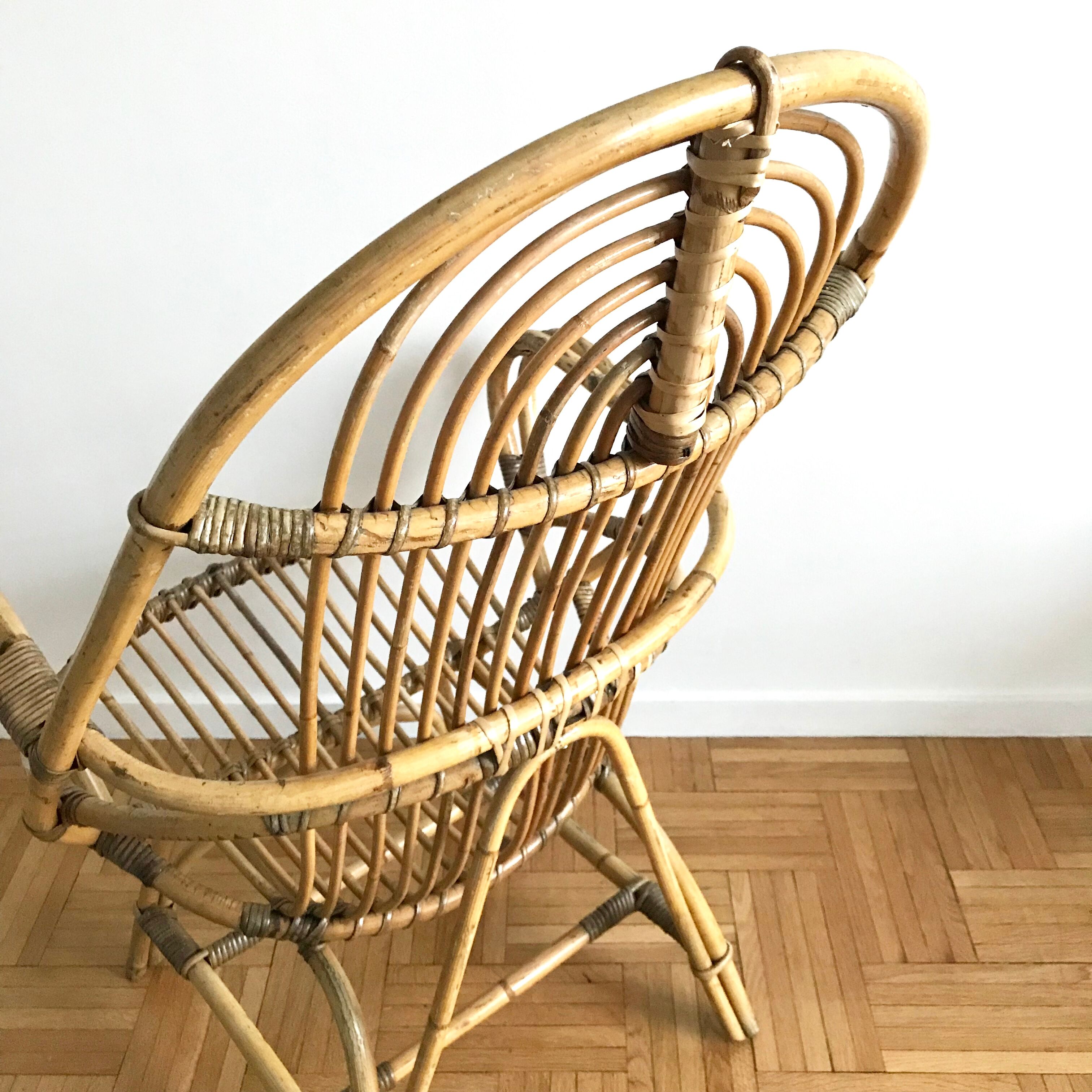 Fauteuil rotin dossier haut