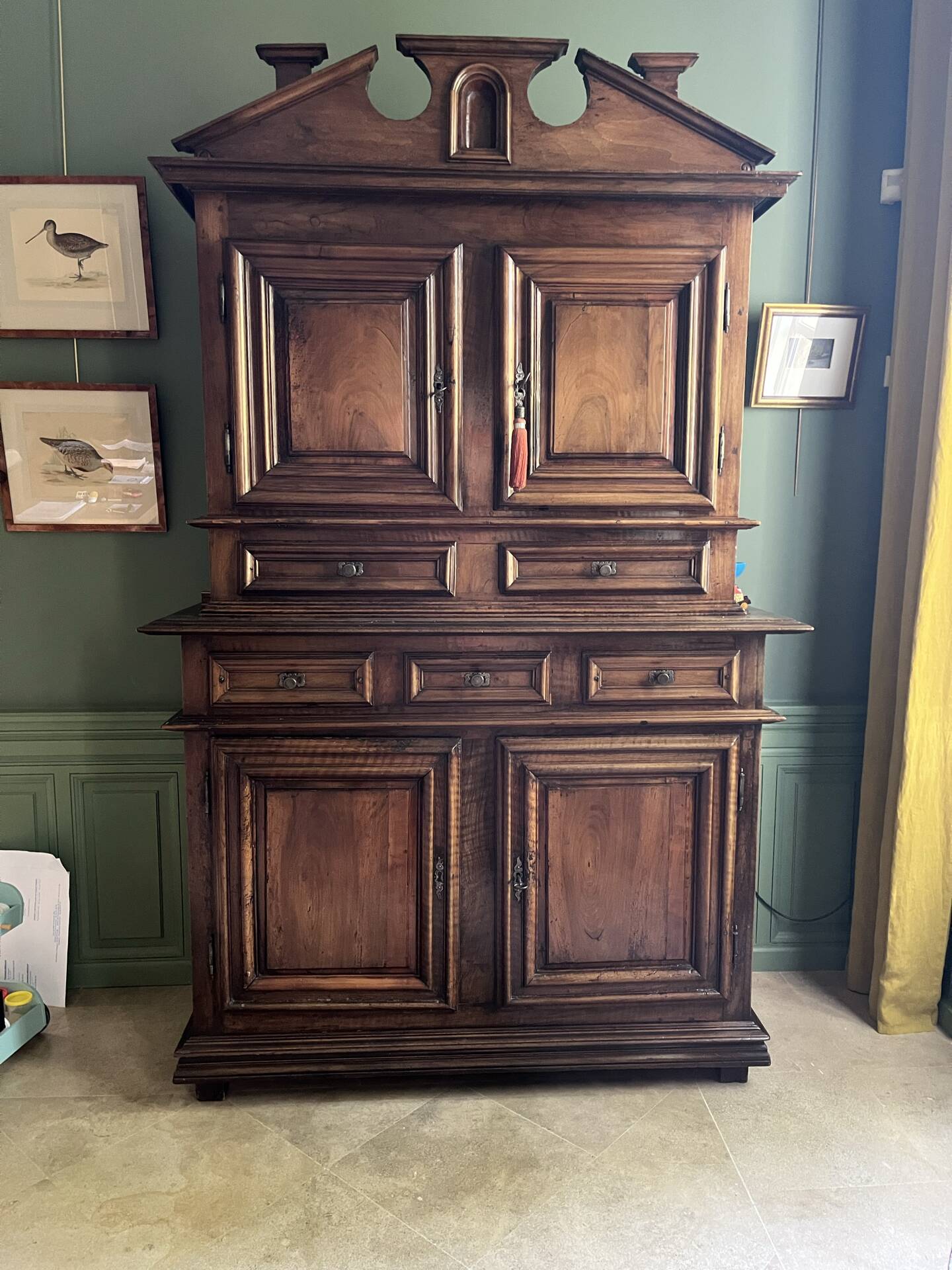 Two-body walnut buffet, High period regional.