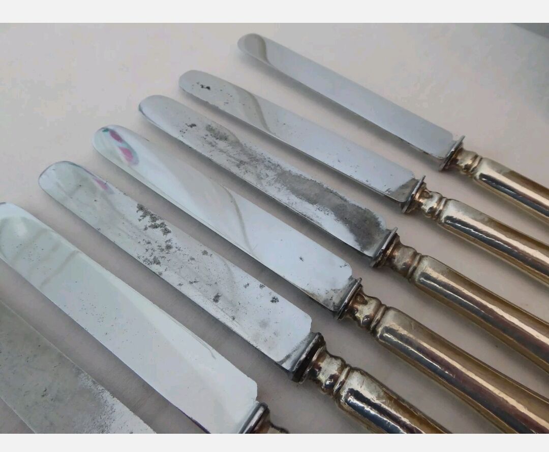 12 old filled silver handle knives