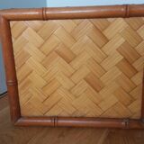 Cache pot, storage box in wood and rattan.