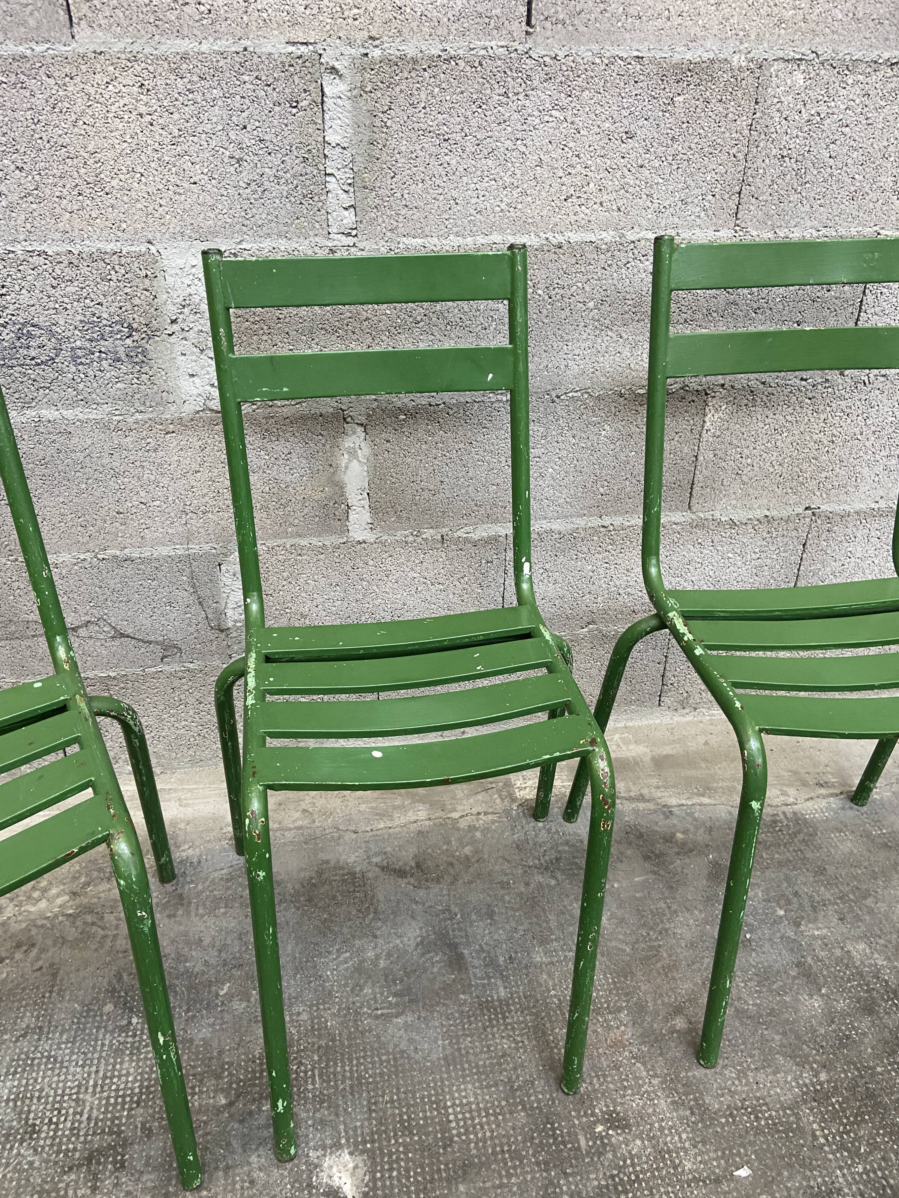 4 vintage bistro chairs 60s metal