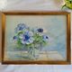 20th-century watercolor painting signed Carré-Tison, Bouquet of blue flowers