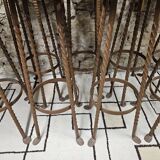 Set of 8 brutalist wrought iron bar stools 1970"