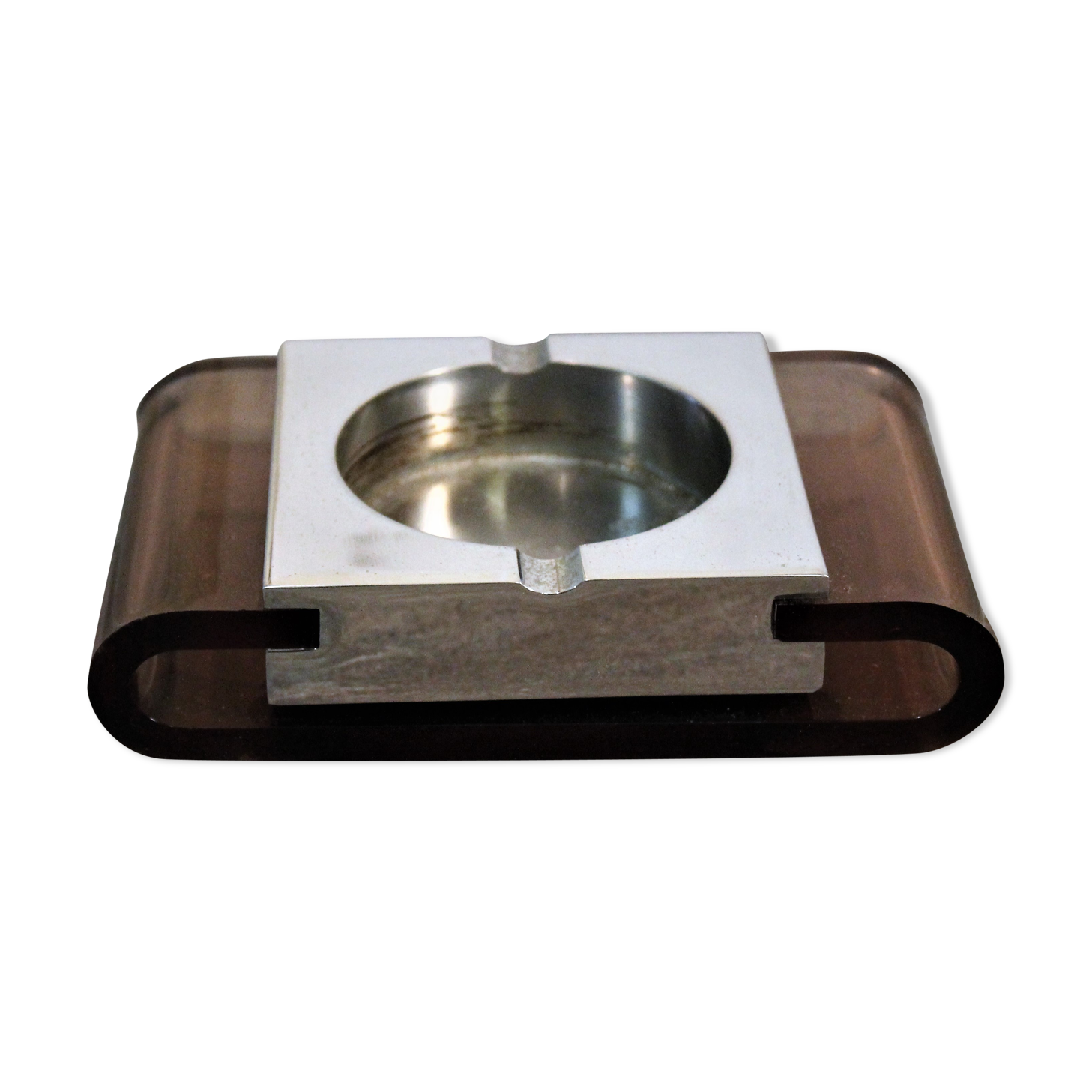 Ashtray plexiglas & steel design 1970