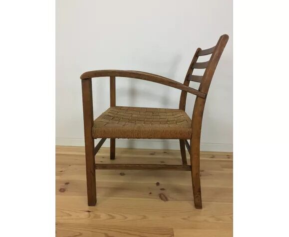 Rope and wood vintage armchair 50s