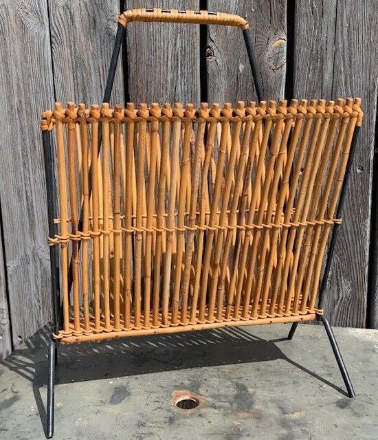 Rattan and bamboo magazine holders 60s