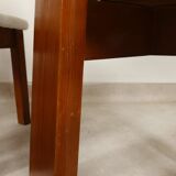 70's brutalist dining chairs in oak with bouclé fabric