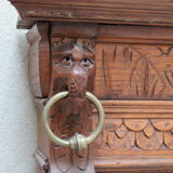 Henry II style bevelled oak mirror 95x154cm