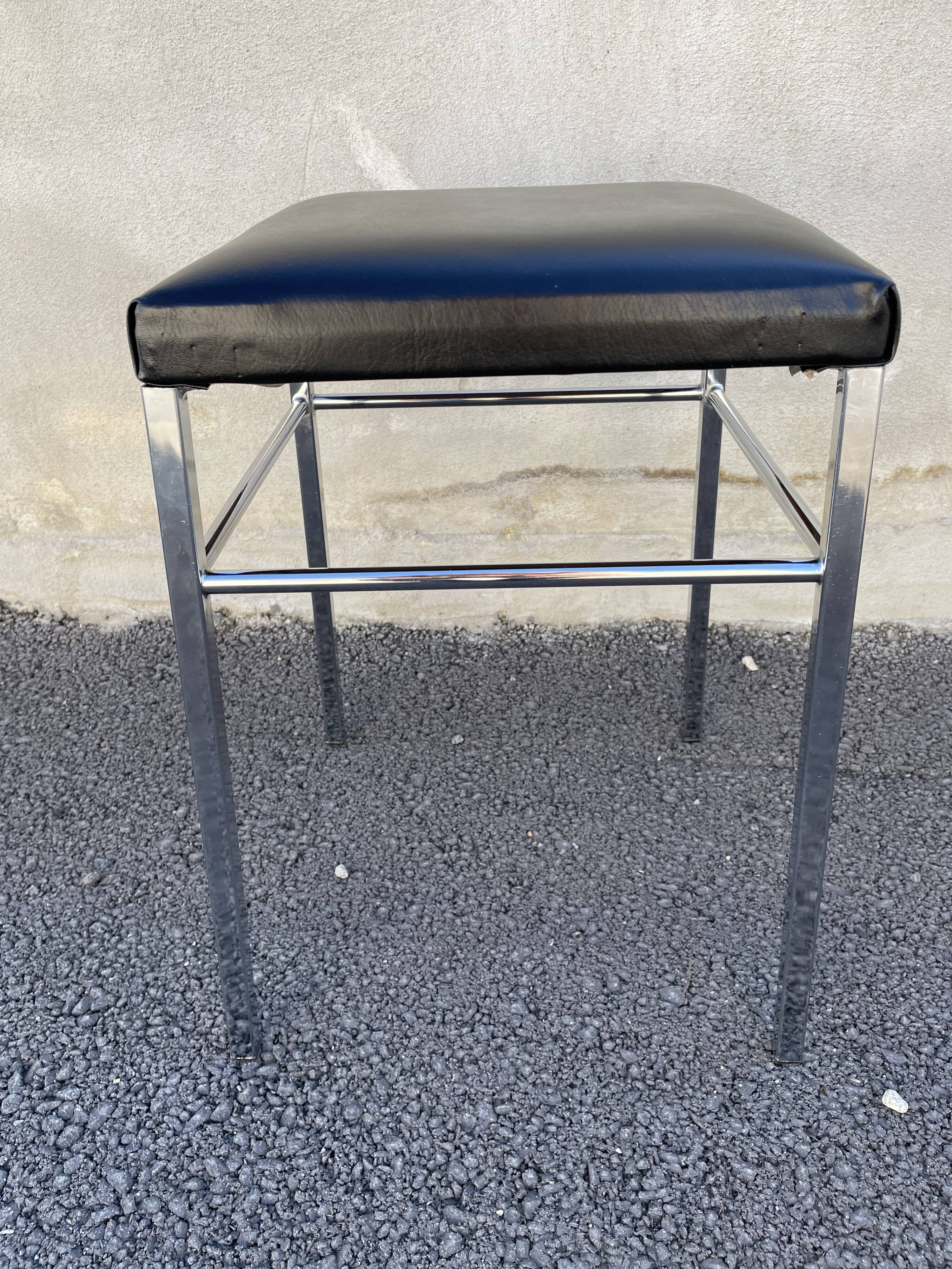 Stool year 70 skaï and chrome metal