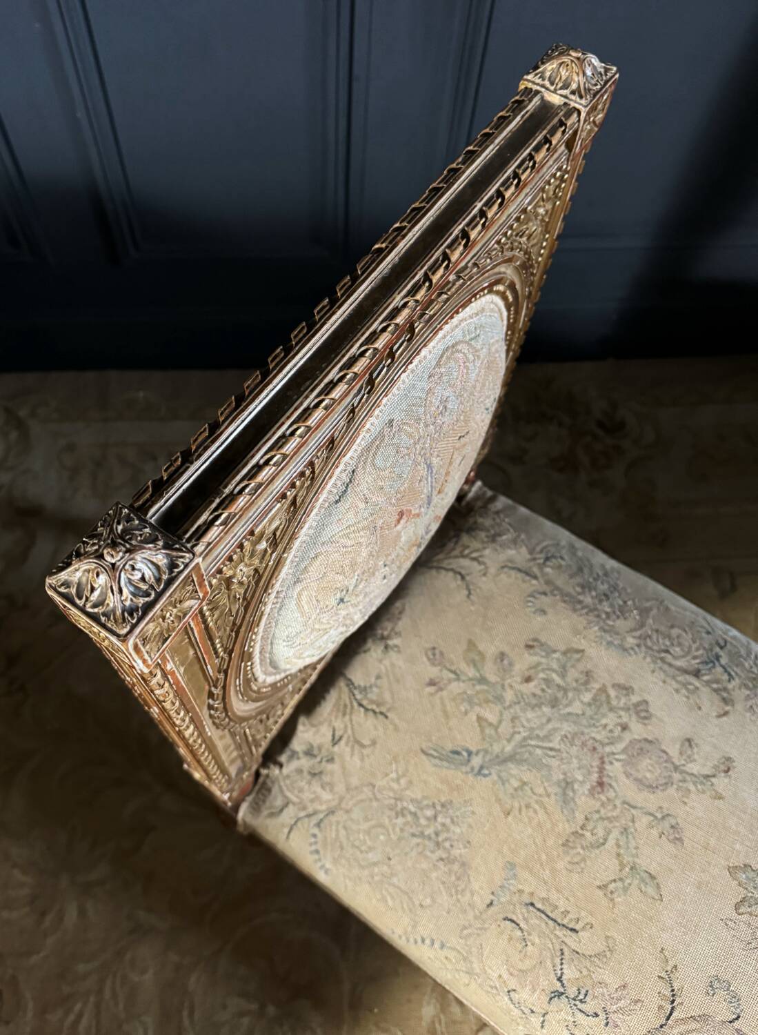 Important Napoleon III Period Bench in Gilded and Carved Wood in Louis XVI Style - 19th Century