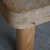 Square coffee table in solid pine with solid legs by Rainer Daumiller, mid-20th century brutalist style.