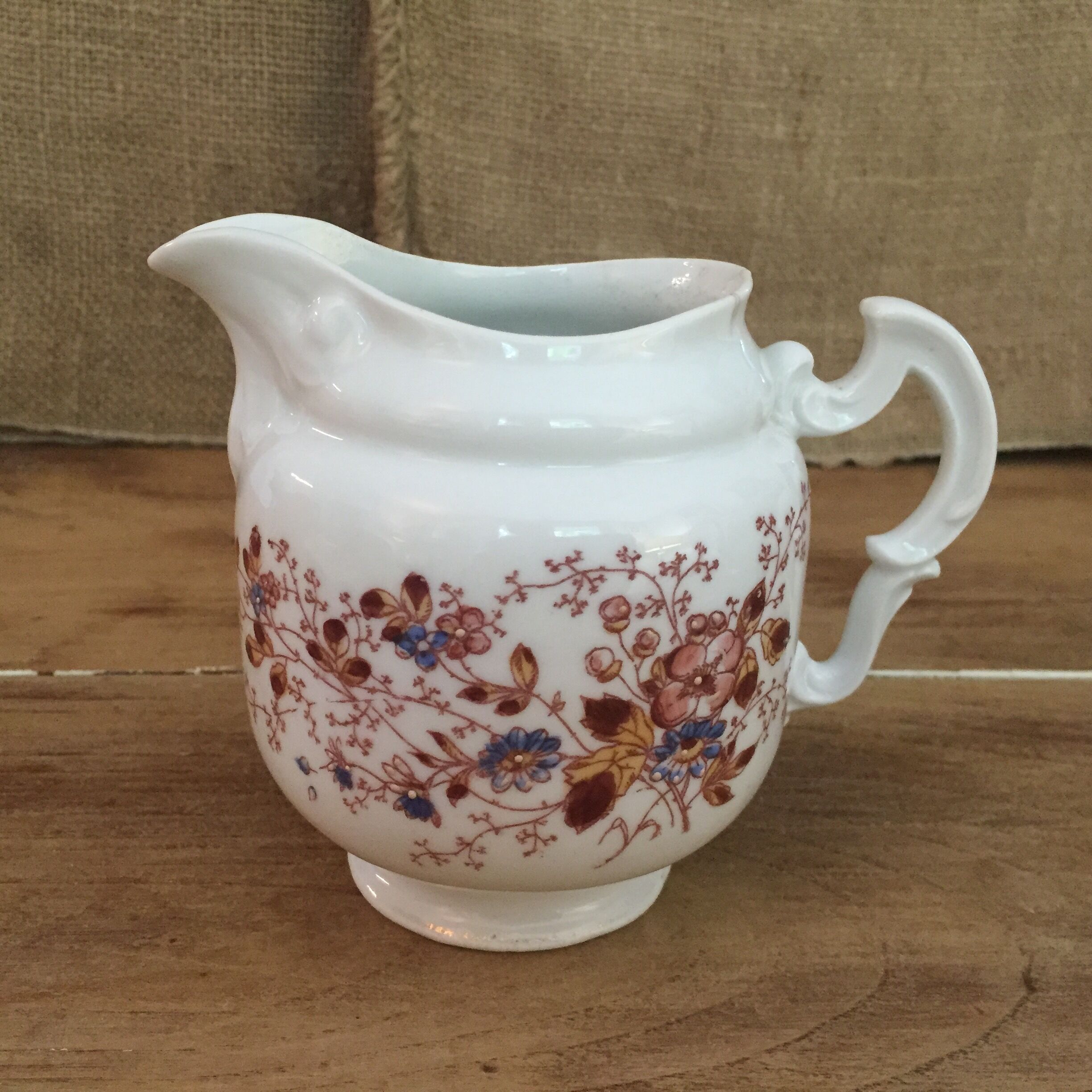 Teapot and its vintage porcelain milk jar