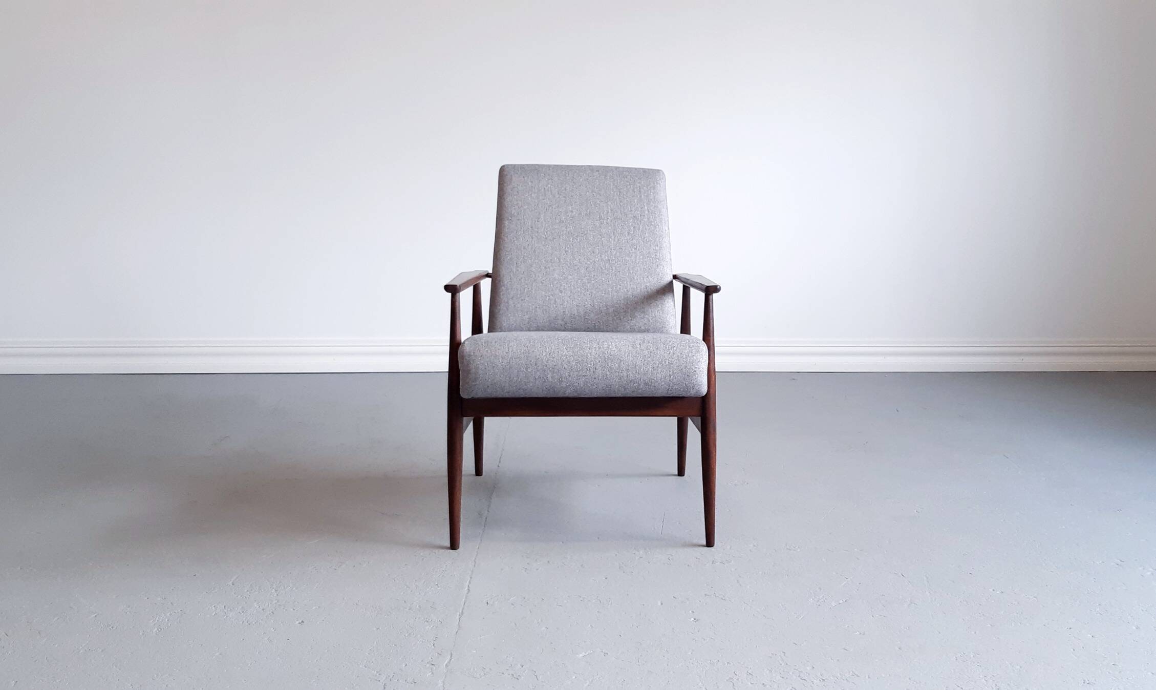 1960 henryk lis mid century armchair in grey tweed