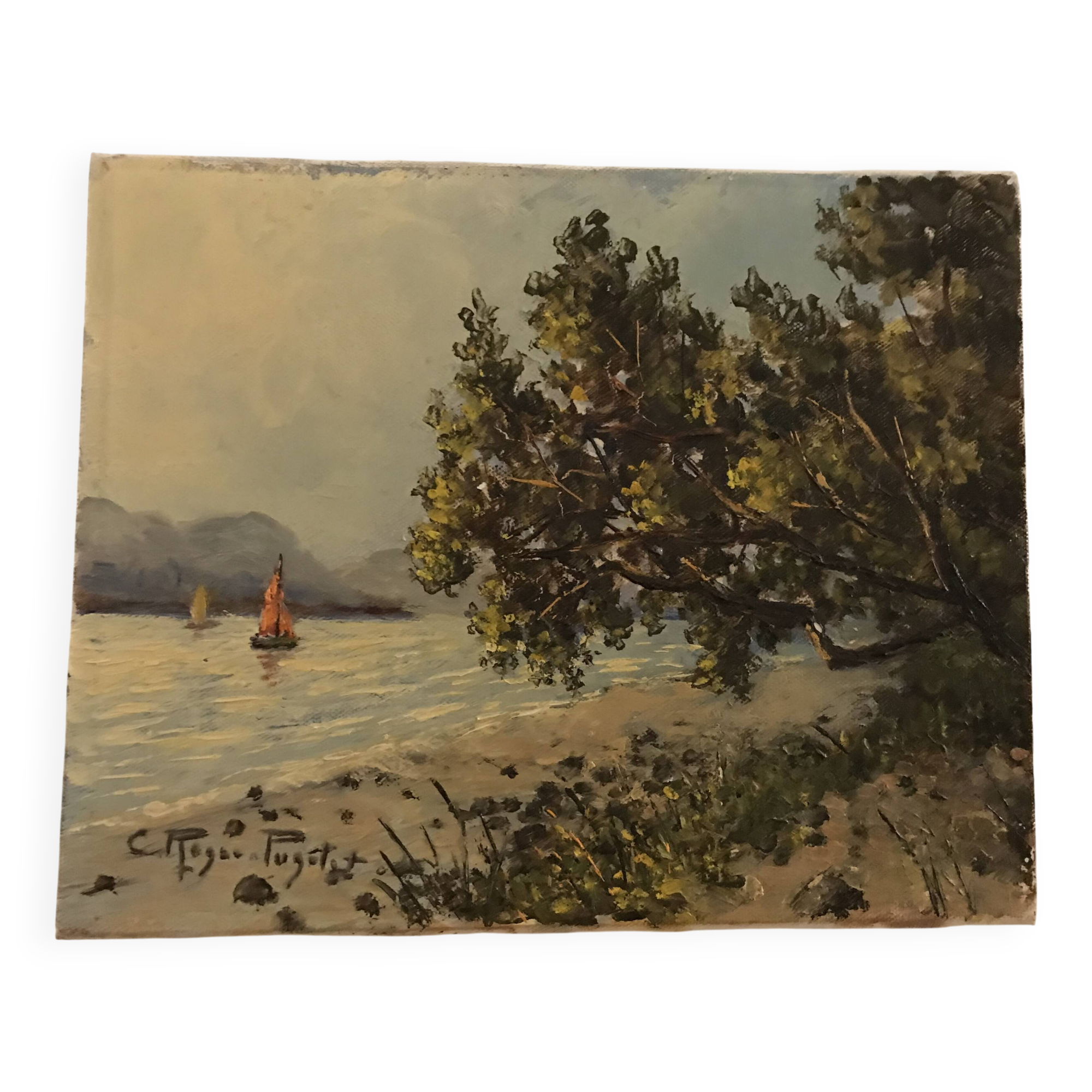 Peinture Huile sur toile- Marine par Claude Roger Puget (1911-2002)