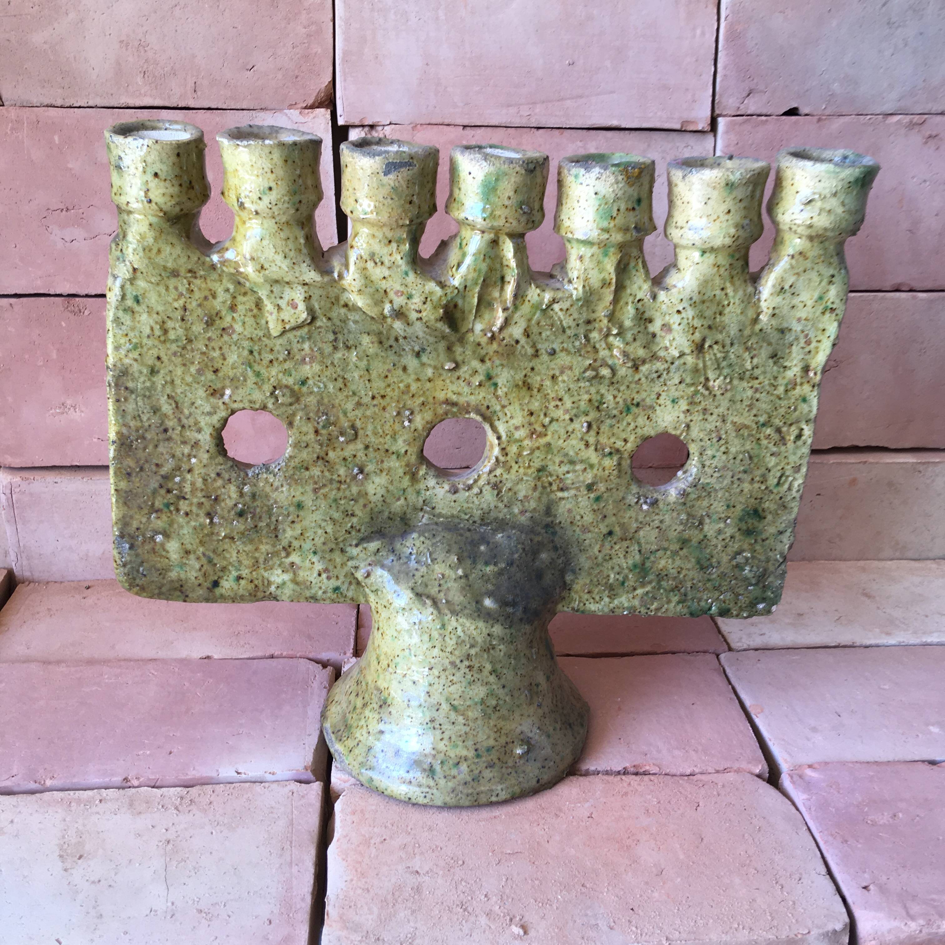 Tamegroute pottery menorah candle holder